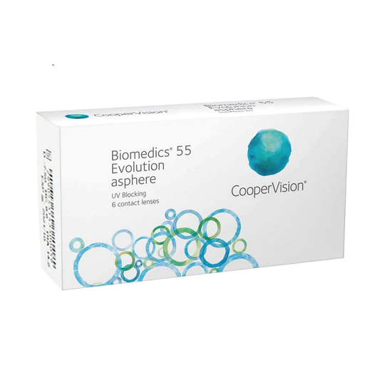 LENTES DE CONTACTO BIOMEDICS EVOLUCION 55 COOPER VISION ESFÉRICO MIOPÍA E HIPERMETROPÍA